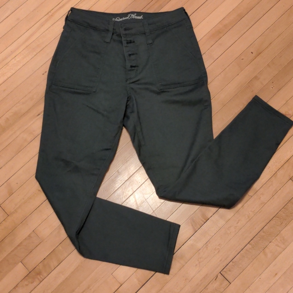 Sage green high rise skinny jeans